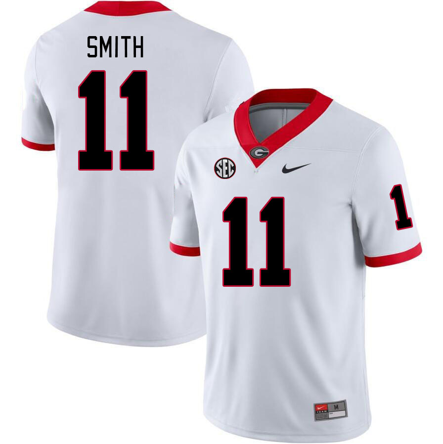 Men #11 Arian Smith Georgia Bulldogs College Football Jerseys Stitched-White - Click Image to Close